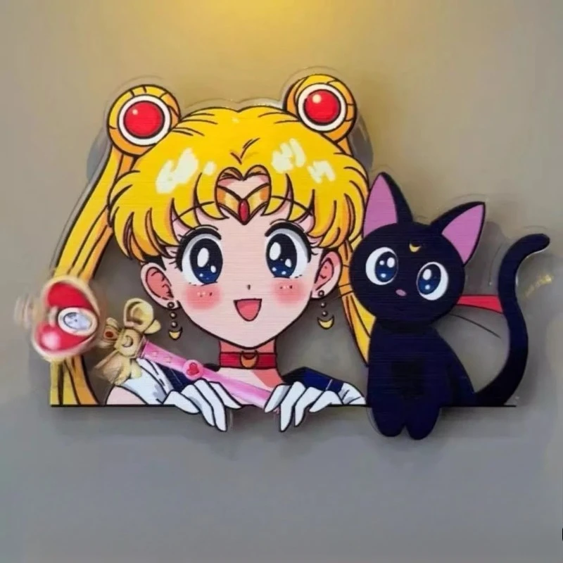 7Pcs/set Sailor Moon Anime Cartoon Heart Magnetic Rotating Fridge Magnets Cute Decorative Stickers for Home Decoration Gift - view 5