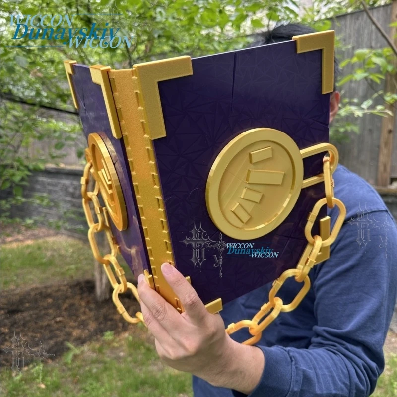 Limbus Company Middle Finger Tissue Book Of Vengeance Prop Purple Gold Chain Bound Knight Game Roleplay Halloween Party Costume view 2
