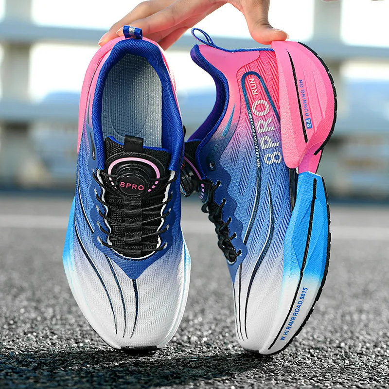 2025 New Knob Carbon Plate Running Shoes Men Lightweight Breathable Mesh Cushion Marathon Training Competition Athletic Sneakers