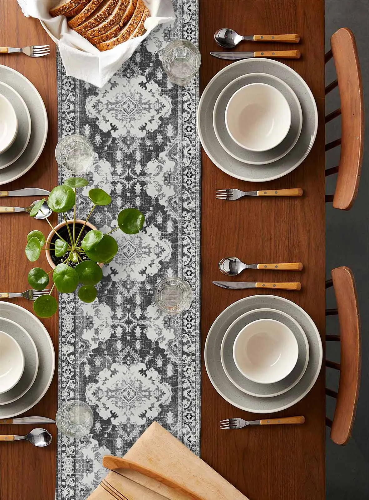 Retro Carpet Texture Gray Table Runner Decoration Home Decor Dinner Table Decoration Table Decor