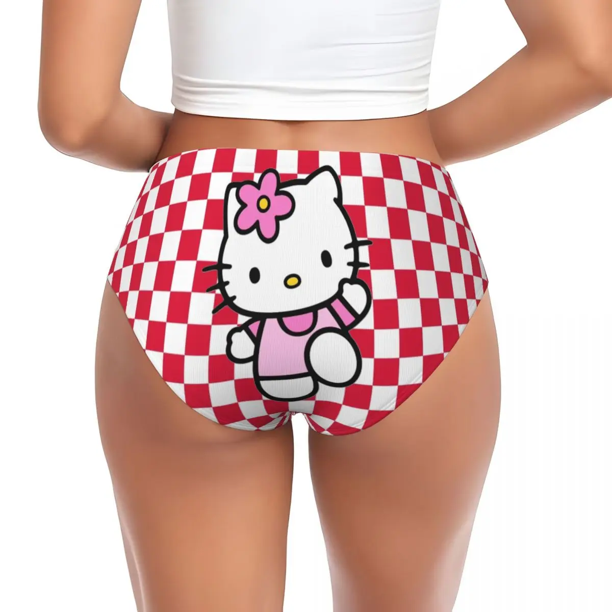 Custom Hello Kitty Cartoon Brief Panties Women's Comfort Kitty White Underwear