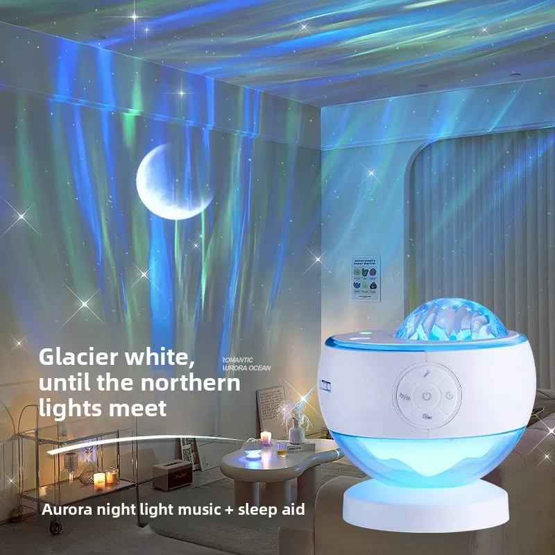 Aurora Star Projector Night Light, Bluetooth Speaker, Sleep Aid Music, Ambient Lamp for Romantic Bedroom Atmosphere
