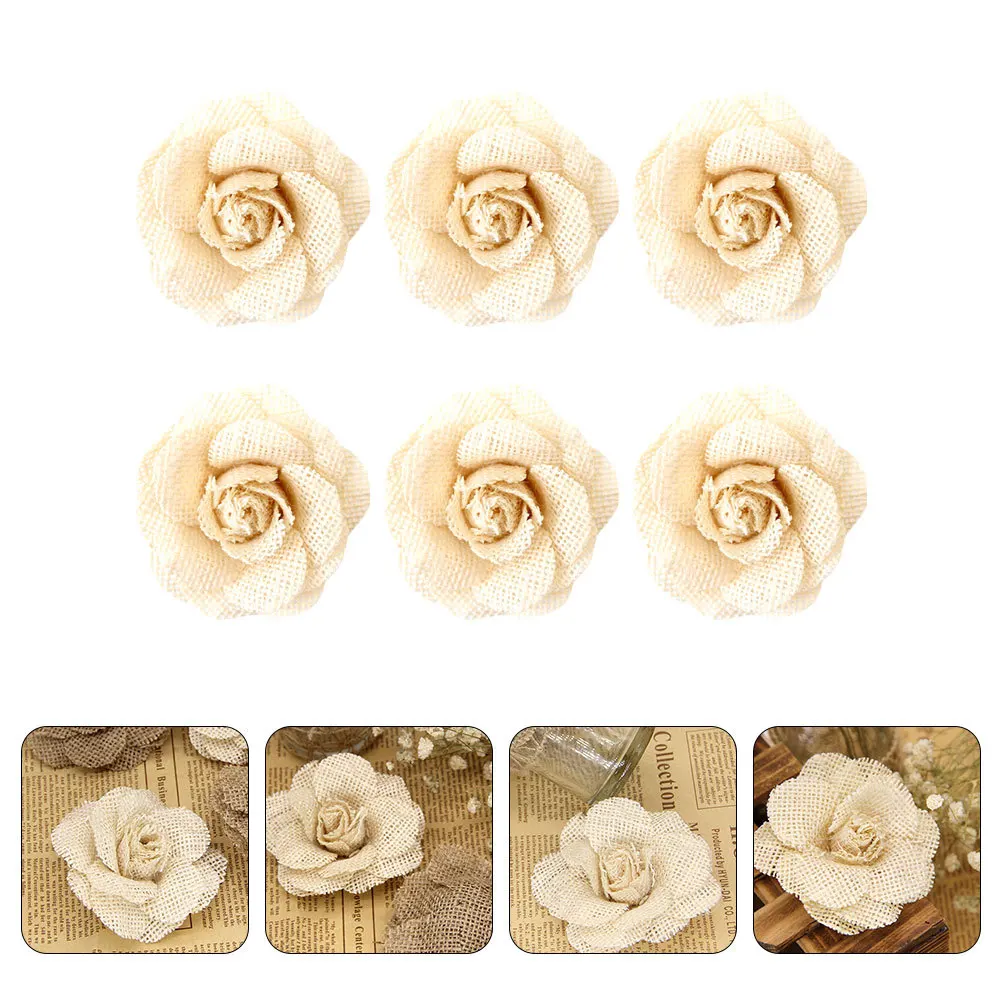 

6pcs Shoe Flower Decor Linen Diy Clothes Accessory Creative Embellishment For Wedding Party Cosplay Special Occasions