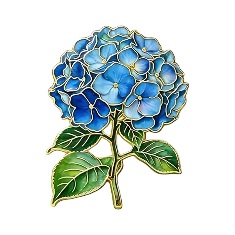 Cute Hydrangea Flower Pins 4-color Enamel Beautiful Metal Flowers Brooch Pin For Clothes Backpack Lapel Badge Friends Gifts