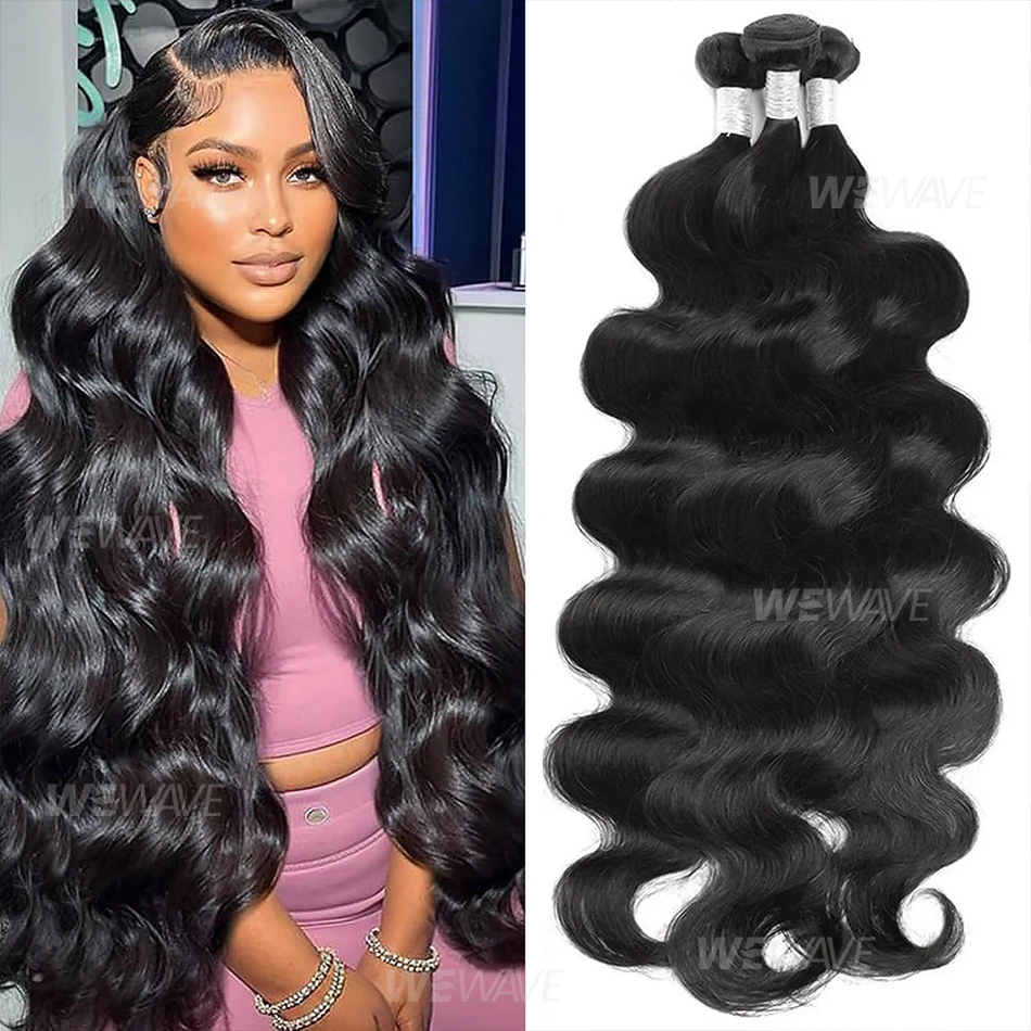 

Наборы волос Body Wave из 100% натуральных необработанных бразильских волос Реми, 26, 28, 30 дюймов, волнистые, двойной вытяжки, 1, 3, 4 пучка, для наращивания, выгодные предложения