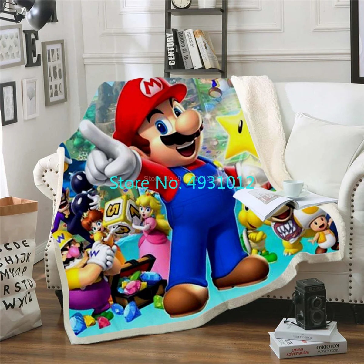 Anime Super Mario Cartoon Nap Blanket 70x100cm 3D Flannel Sherpa Blankets Baby Kids Gift Throw Sofa Bedroom