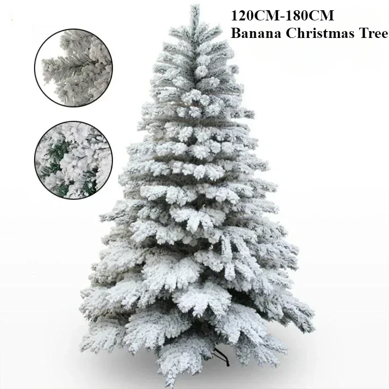 

120-300cm White Snow PVC Christmas Tree Banana Christmas Tree for Christmas Ornaments & New Year Indoor Outdoor Party Decor