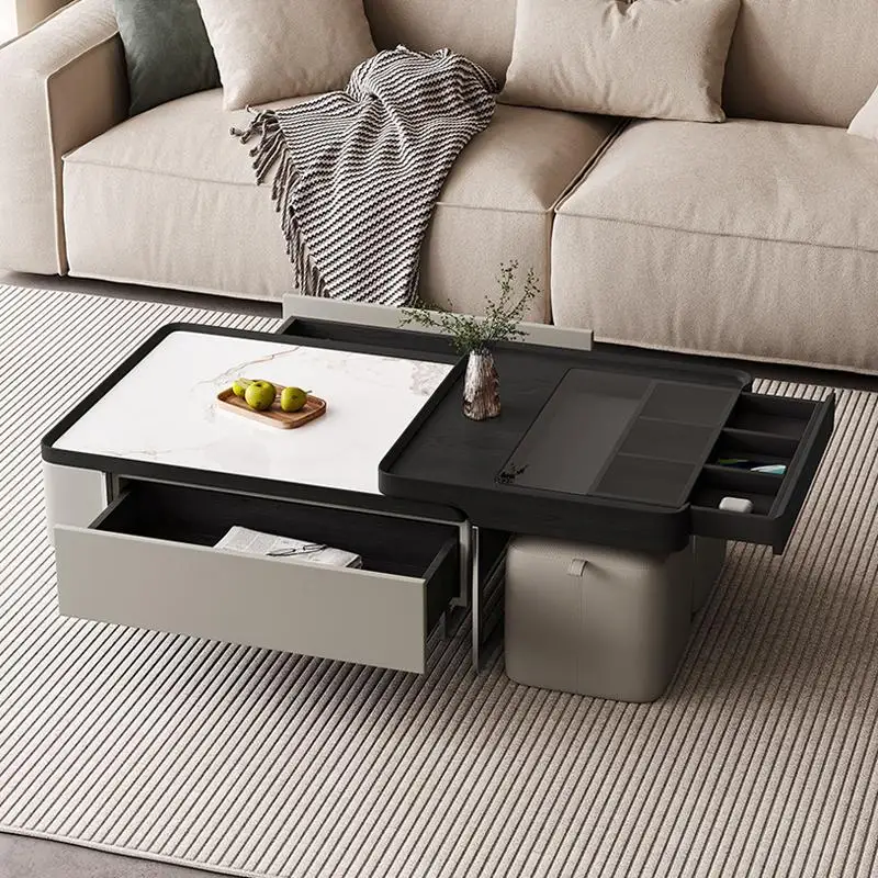 

Modern Minimalist Coffee Table Italian Luxury Trendy Premium Coffee Table Drawers Living Room Table Basse Design Furniture