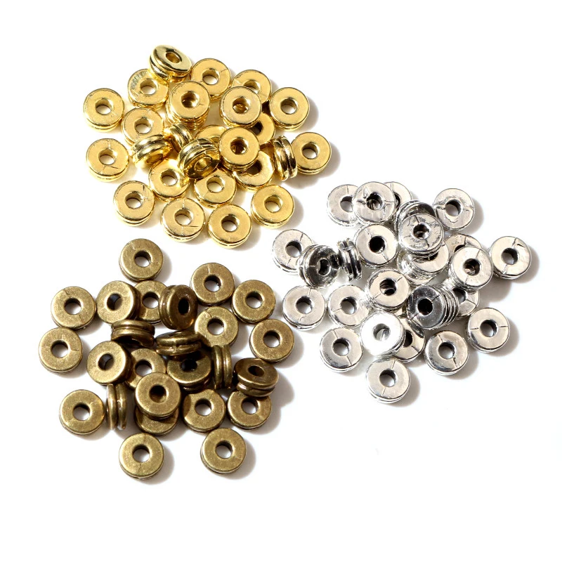 100pcs 6x6x2.5mm Antique Gold Silver Plated Spacer Beads Ball Crimp End Beads Stopper For Diy Jewelry Making Findings Supplies