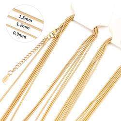 5pcs 0.9/1.2/1.5mm Stainless Steel Necklace for Men Women Jewelry 18K Gold Snake Round Chain Necklace DIY Fashion Jewelry