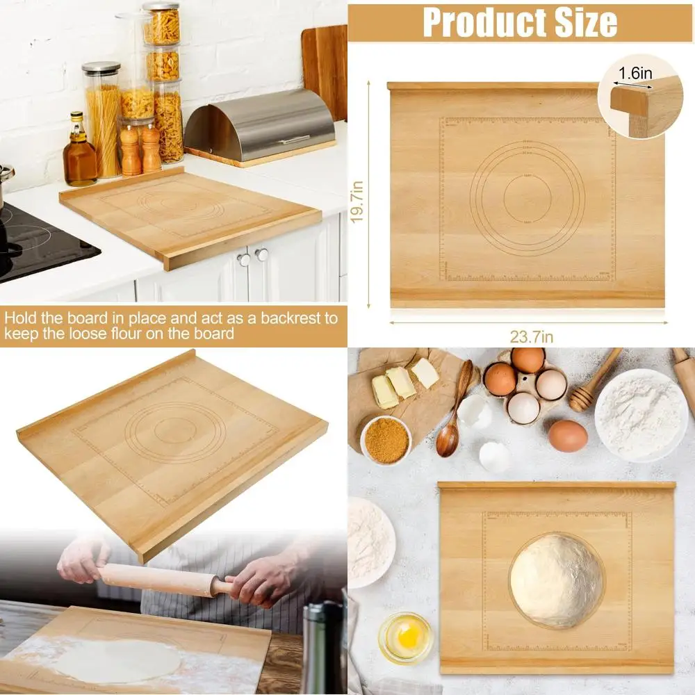

Двусторонний деревянный коврик для кондитерских изделий 20x24 с защитной кромкой и гравированной линейкой для раскатки теста и изготовления пасты