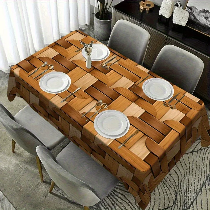 1 pc brown-themed rectangular tablecloth - featuring modern art design, suitable for familieszyc