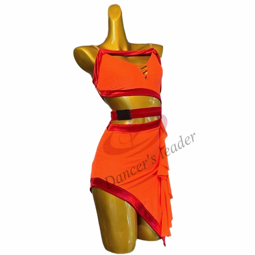 Latin Dance Dress High-end Customized Color Contrast Art Exam Suit Cha Tango Female Adult Stage Professional Clothing