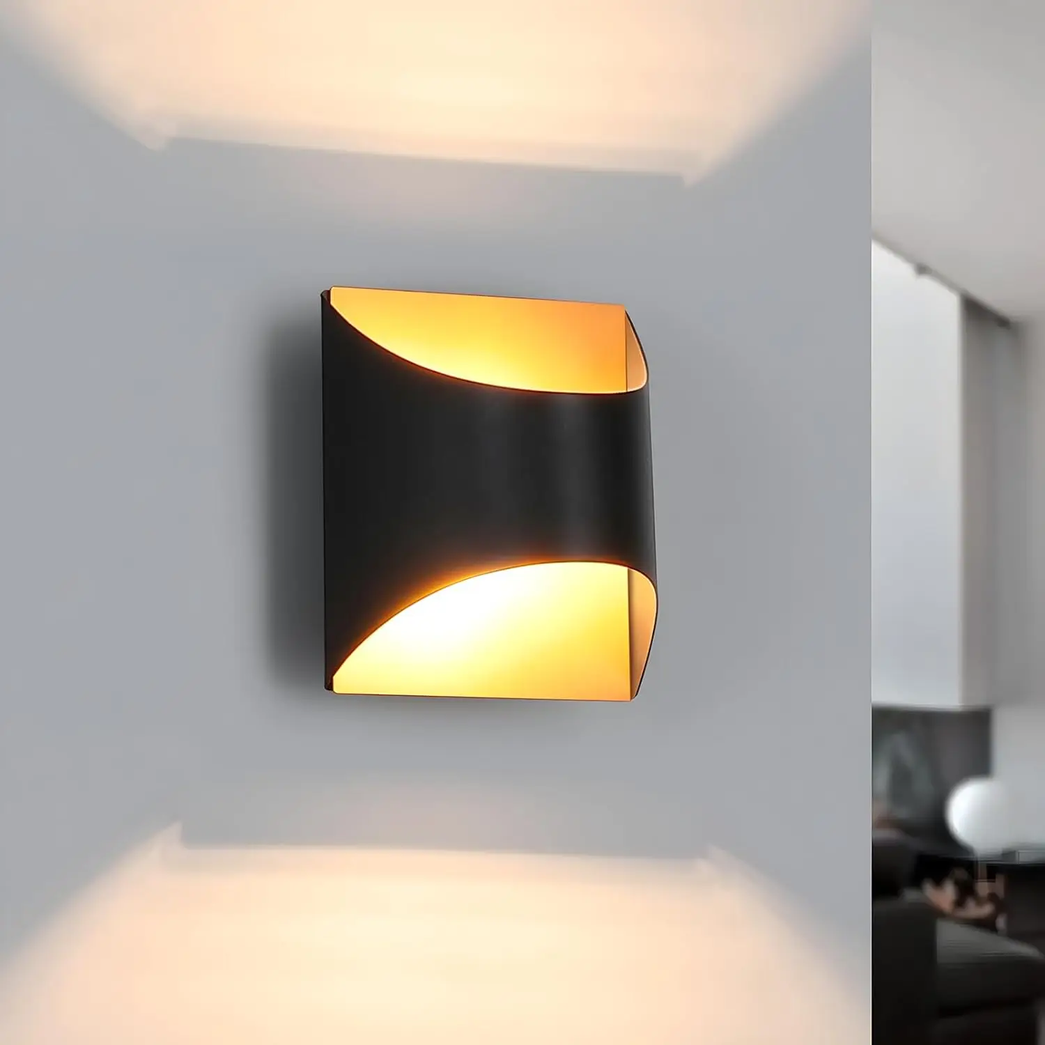 Lampada da parete per interni, nera e oro, con illuminazione su/giù, per corridoio, luci per scale, vintage, G9, in ceramica, per camera da letto,