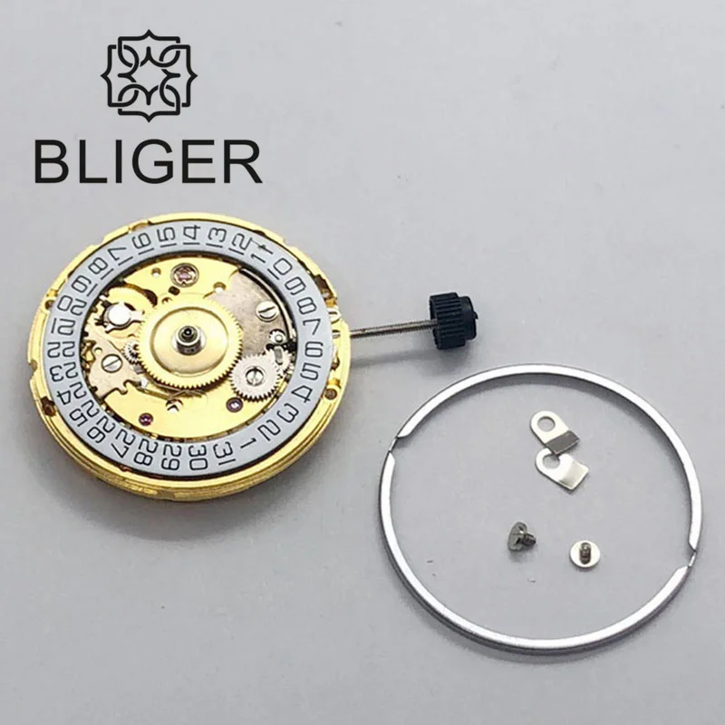 

BLIGER High Accuracy Gold ETA 2836-2 GMT Automatic Mechanical Movement White Date Replacement Watch Accessories For Men's Watch