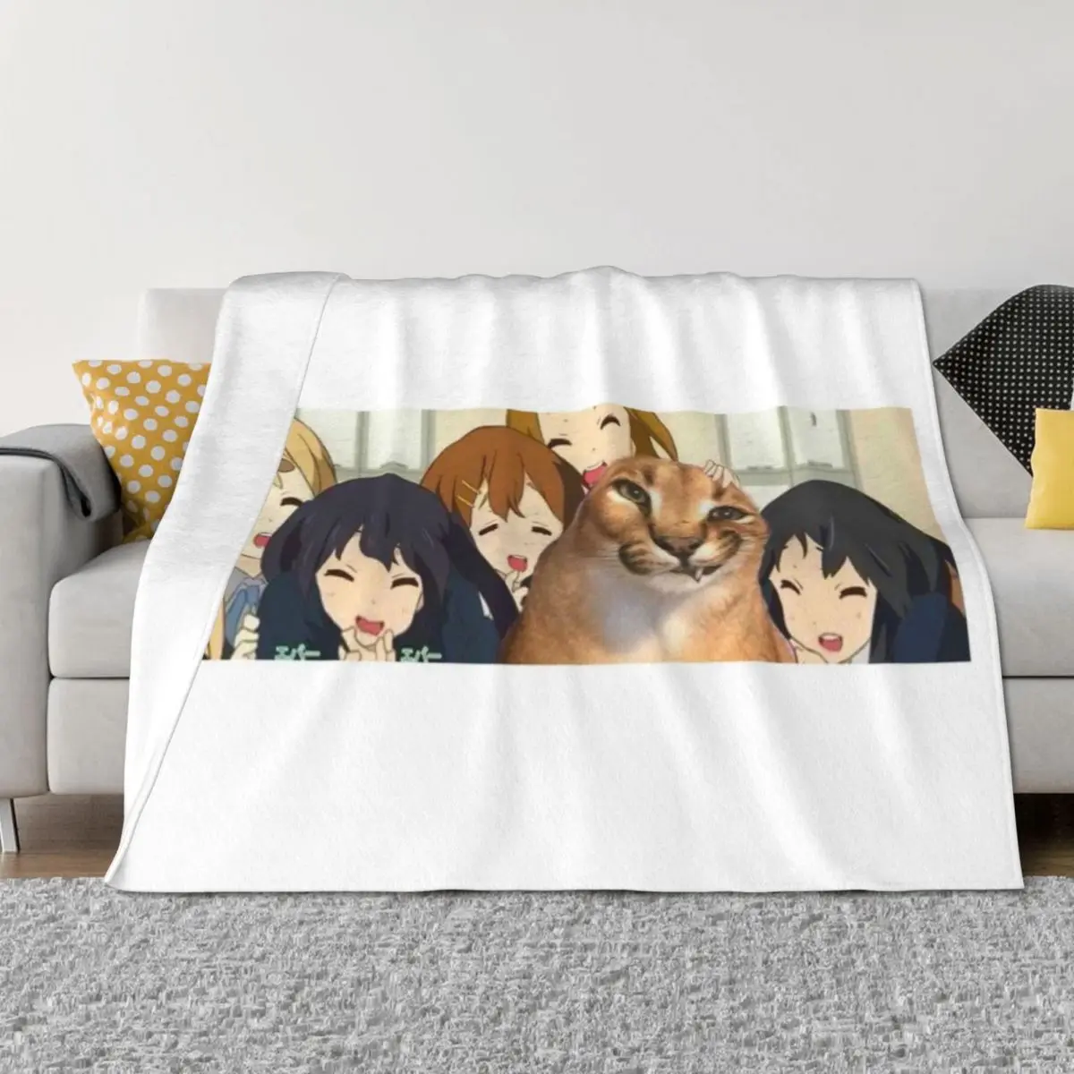 

big floppa and anime girls Throw Blanket warm winter Vintage Luxury Brand Plush Blankets