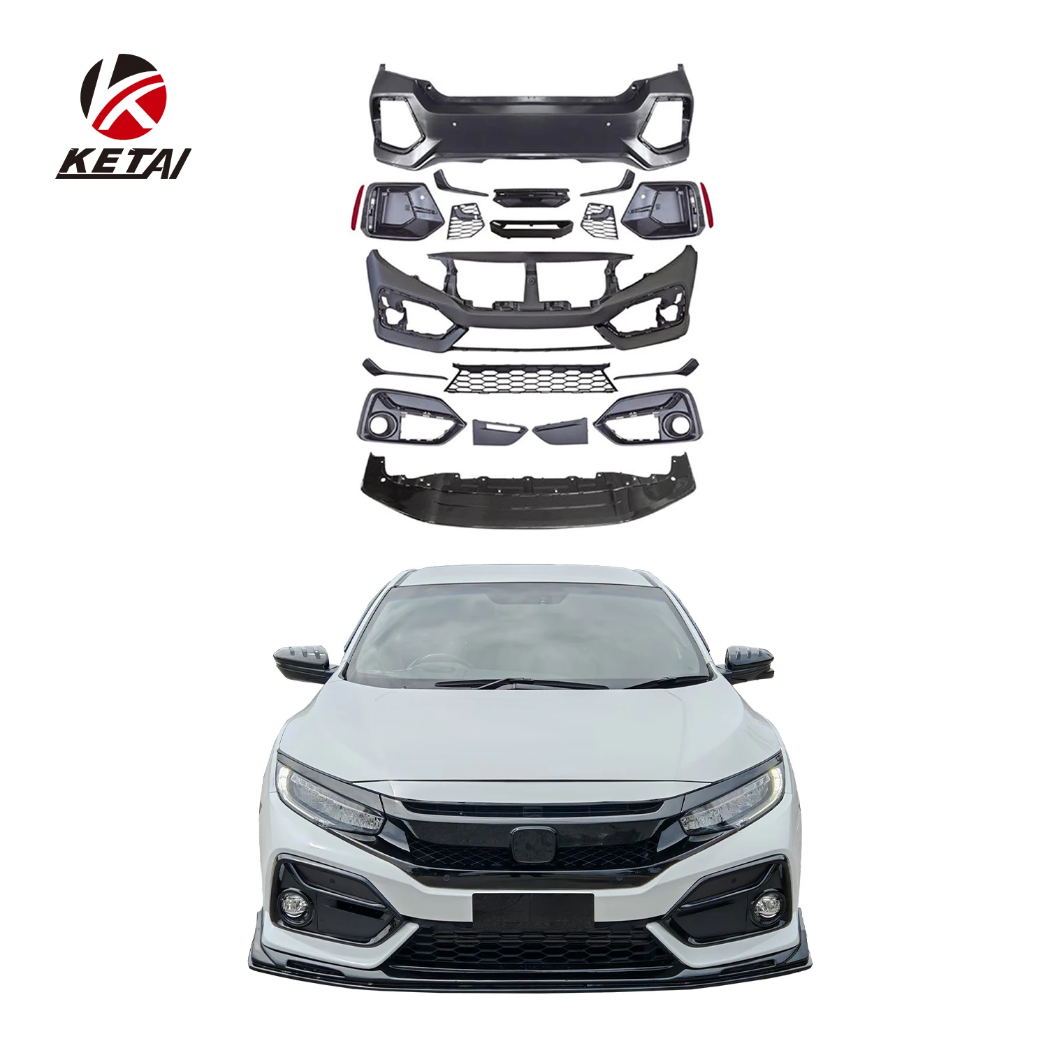 

Лидер продаж 2020, обвес в стиле SI, автомобильный комплект бампера из полипропилена и АБС-пластика для HONDA CIVICI 2016-2022