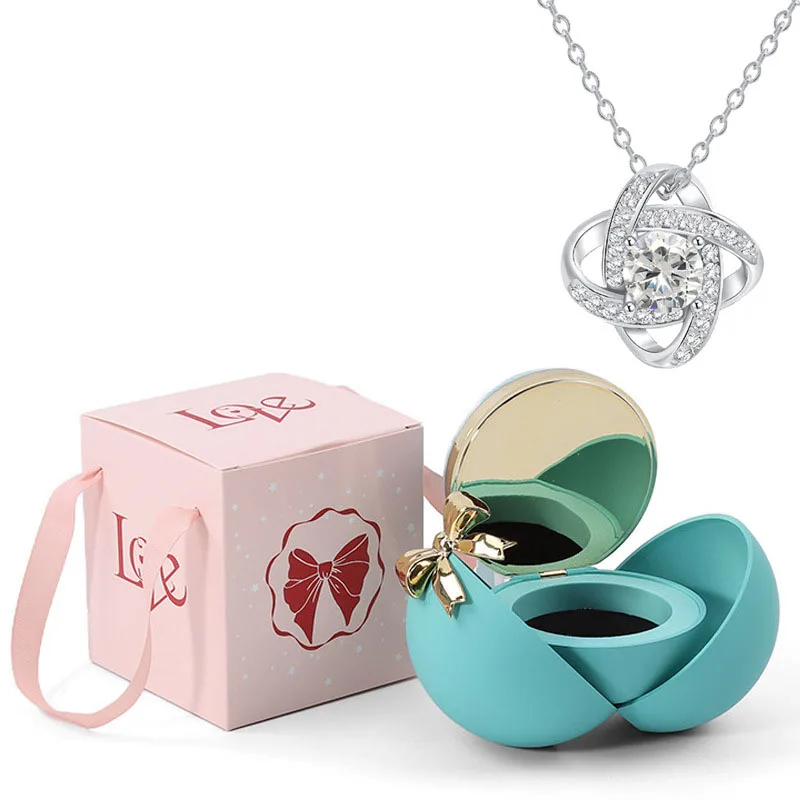 Hot selling Valentines Day Gift Bow Shaped Spherical Jewelry Box With Eternal Rose For Girl Wife Women Birthday Christmas Gifts - view 6