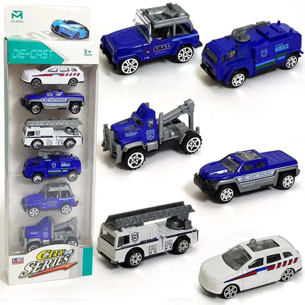 

6Pcs Alloy Mini Car Pull Back Inertia Vehicle Set Creative Educational Kids Early Learning Fun Car Plaything Early Learning Toy