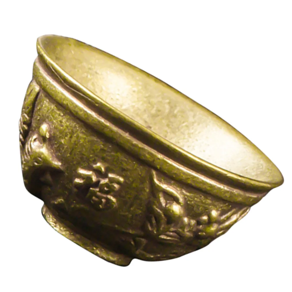 

1 pc Decorative Bowl Retro Handmade Storage Bowl For Office Home Desktop Craft Ornament Brass Artware Living Room