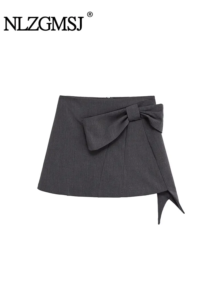 

2025 летняя повседневная шикарная женская юбка, однотонная короткая мини-юбка с украшением в виде банта, новая модная праздничная женская короткая юбка ﻿