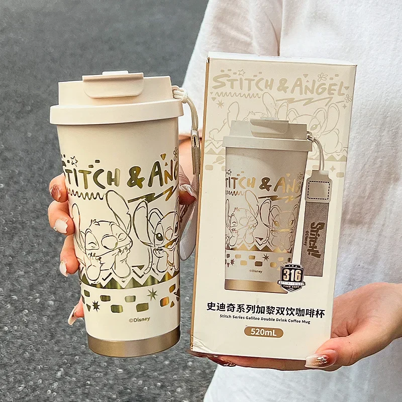 520ml Disney Mickey Minnie Thermos Bottle Cartoon Stainless Steel Travel Leak-Proof Vacuum Cup Tea Coffee Mug Insulated Cups