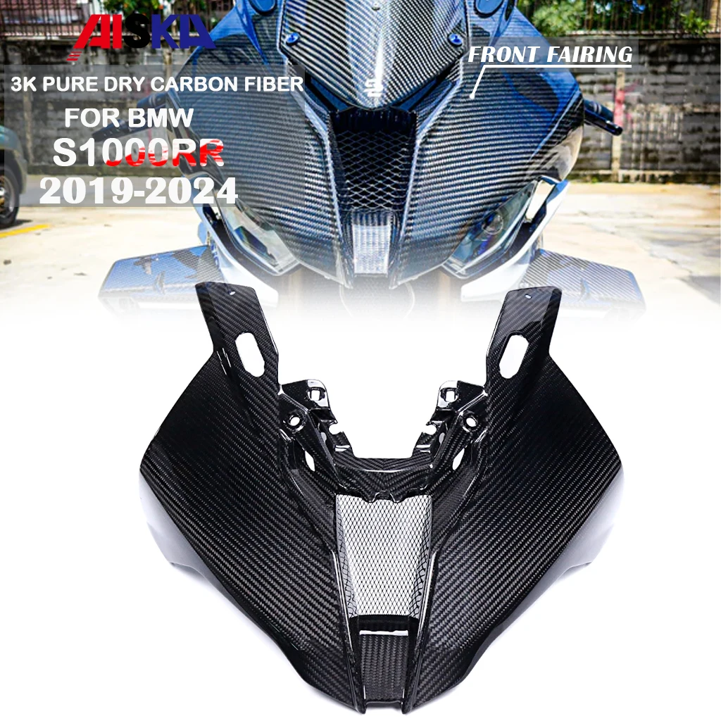 Motorcycle Accessories Front Nose AirIntake Head Protection Cover Front Fairing Kit Dry Carbon Fiber S1000RR 2019 2022 2023 2024