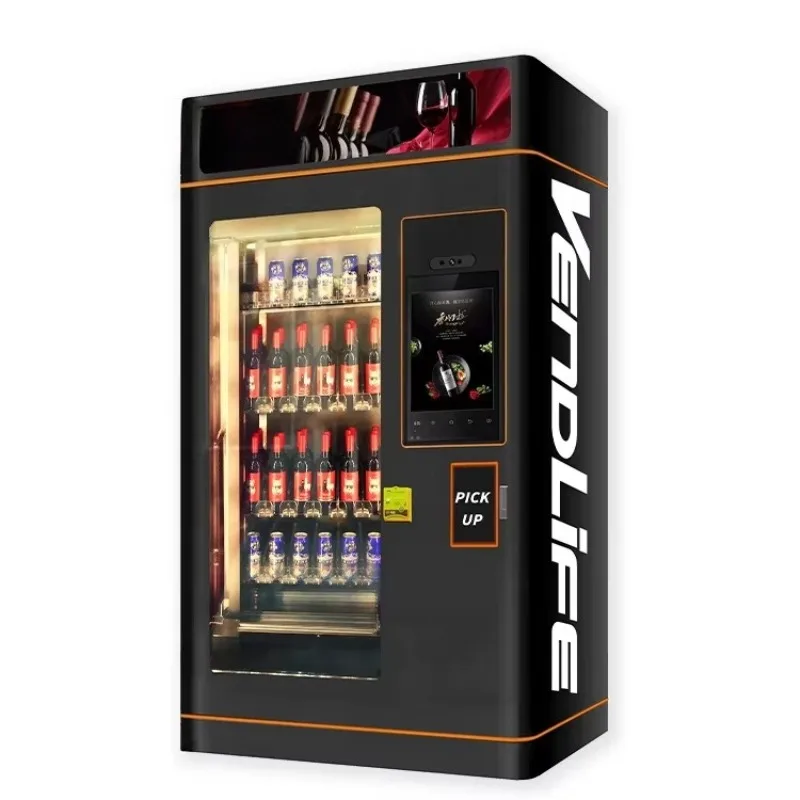 Custom Touch Screen Vending Machine Elevator Drink Beer Whiskey Wine Vending Machine With Credit Card Payment System