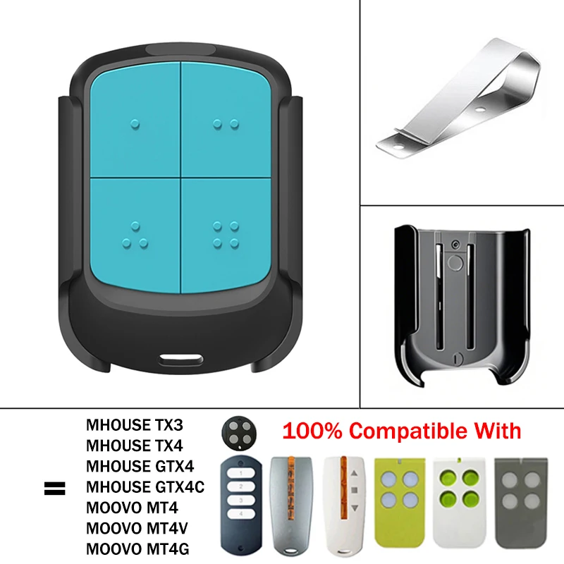 

New MHOUSE GTX4 TX3 TX4 GTX4C MOOVO MT4 MT4V MT4G Garage / Gate Remote Control 433MHz Rolling Code Handheld Transmitter