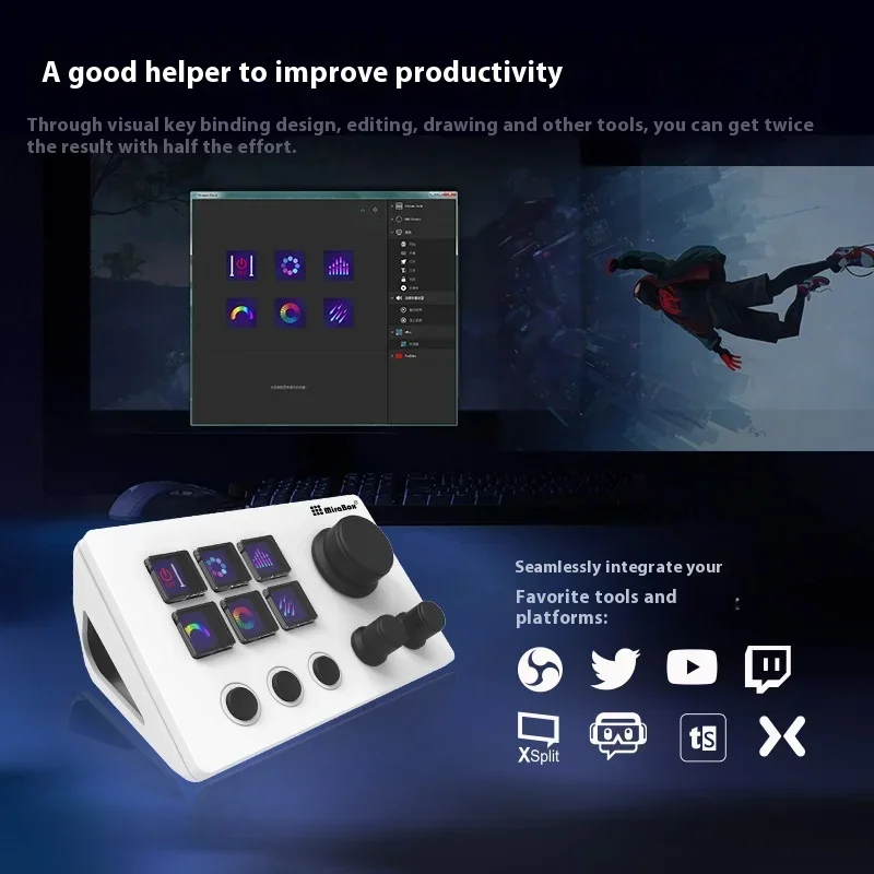 Imagem -03 - Stream Knob Tela Deck Versão Global Desktop Integrated Console Live Editing Design Mini Teclado Visual Stream Deck Mirabox-n3