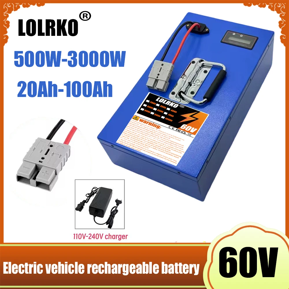 

60V Brand new 18650 lithium battery pack 100Ah suitable for various transportation vehicles 1000-3000W high-power battery