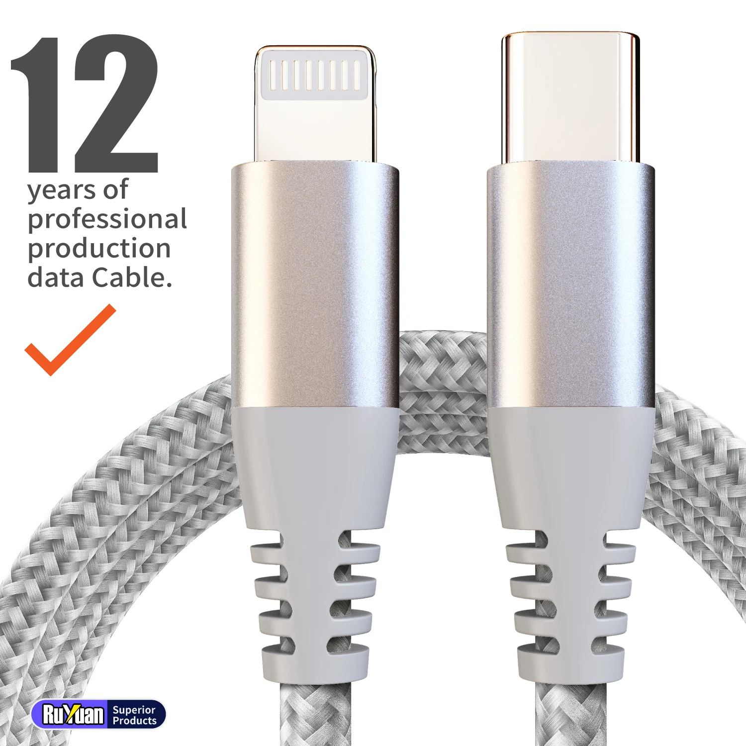 MFI Certified Fast Charging USB-C to Lightning Data Cable, 20W Nylon Braided Cable for iPhone 14, 14 Pro, 14 Plus, 13, 12, 11