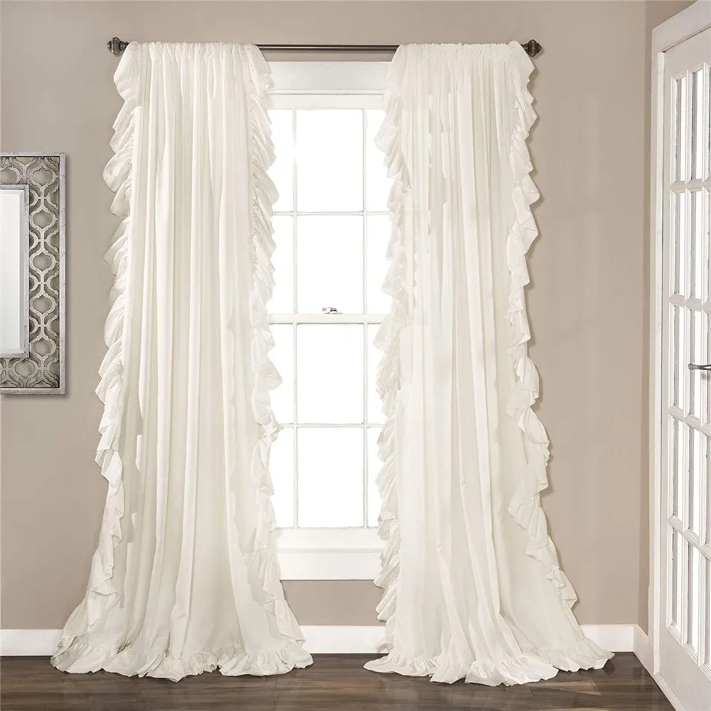 

Bohemian Solid Ruffle Blackout Curtains for Kitchen Living Room Bedroom American Curtain Home Decor