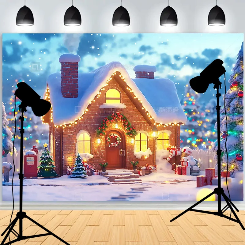 Winter Merry Christmas Festive Windows Photography Background Snowflakes Birthday Party New Year Studio Backdrops ZT-04