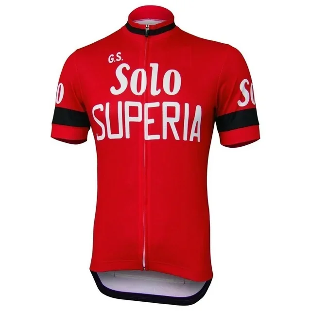 GS Solo SUPER TEAM RED Retro Classic Cycling Jerseys Set Racing Bicycle Summer Short Sleeve Clothing Kit Maillot Ropa Ciclismo