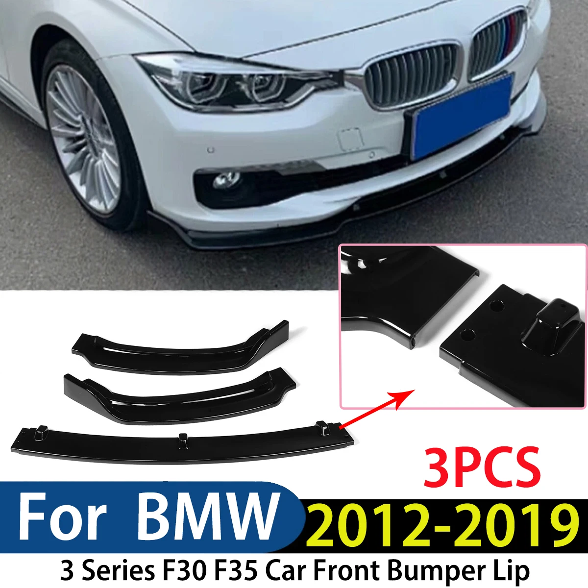 

For BMW 3 Series F30 F35 2012-2019 3PCS Car Front Bumper Lip Splitter Body Kit Deflector Auto Accessories Modification Exterior