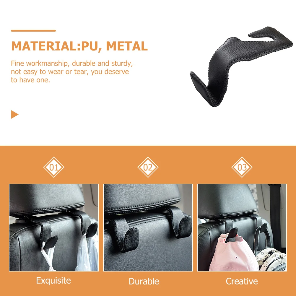 

Back Headrest Hanger Seat Hook Durable Pu Metal Hook For Accessories Auto Interior Purse Key Holder Seatback Hanging Car
