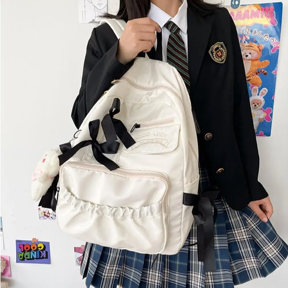 Mochila impermeable de gran capacidad a la moda para mujer, mochilas escolares blancas para adolescentes, mochila informal de lona, mochila de viaje