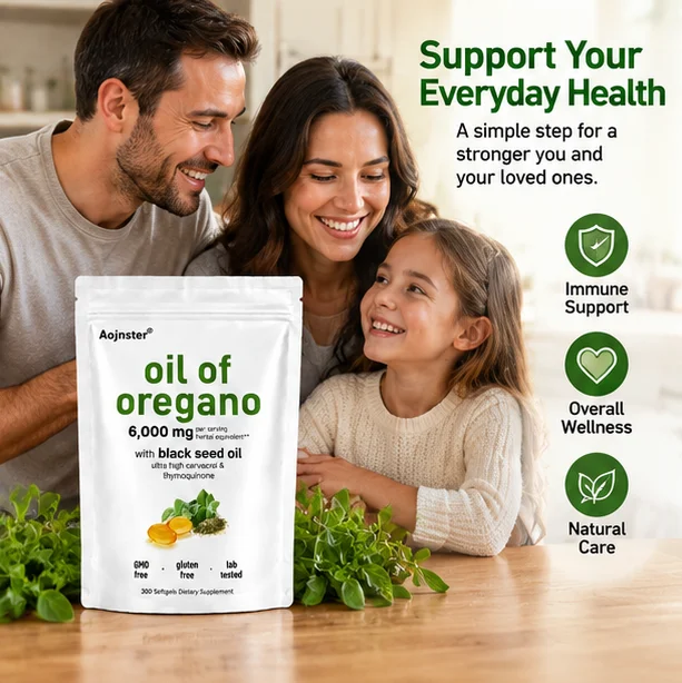 Lab Verified Oregano Oil Softgels with Black Seed Oil, 6000mg Herbal Equivalent, High Carvacrol and Thymoquinone,300 Softgels