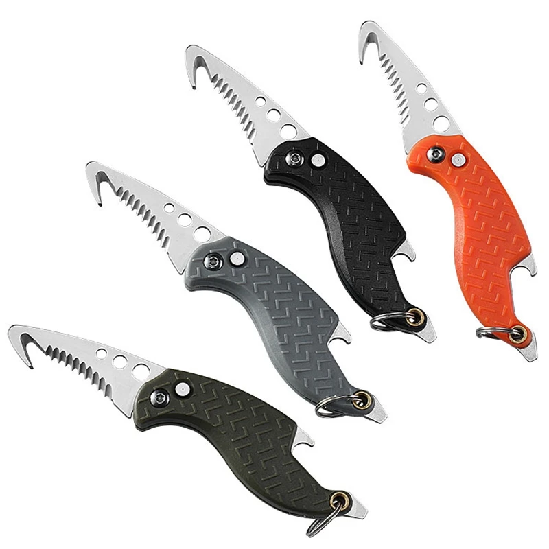 1PCS Portable Folding Knife Express Package Knives Gift Keychain Serrated Hook Outdoor Camping Carry-on Survival Tool Box Opener