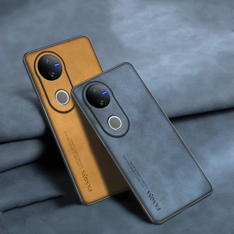 EUCAGR Schaffell PU Leder Silikon Telefon Fall Abdeckung Für VIVO V50 Lite 4G 5G Stoßstange Coque Für VIVO V50Lite Zurück Fällen