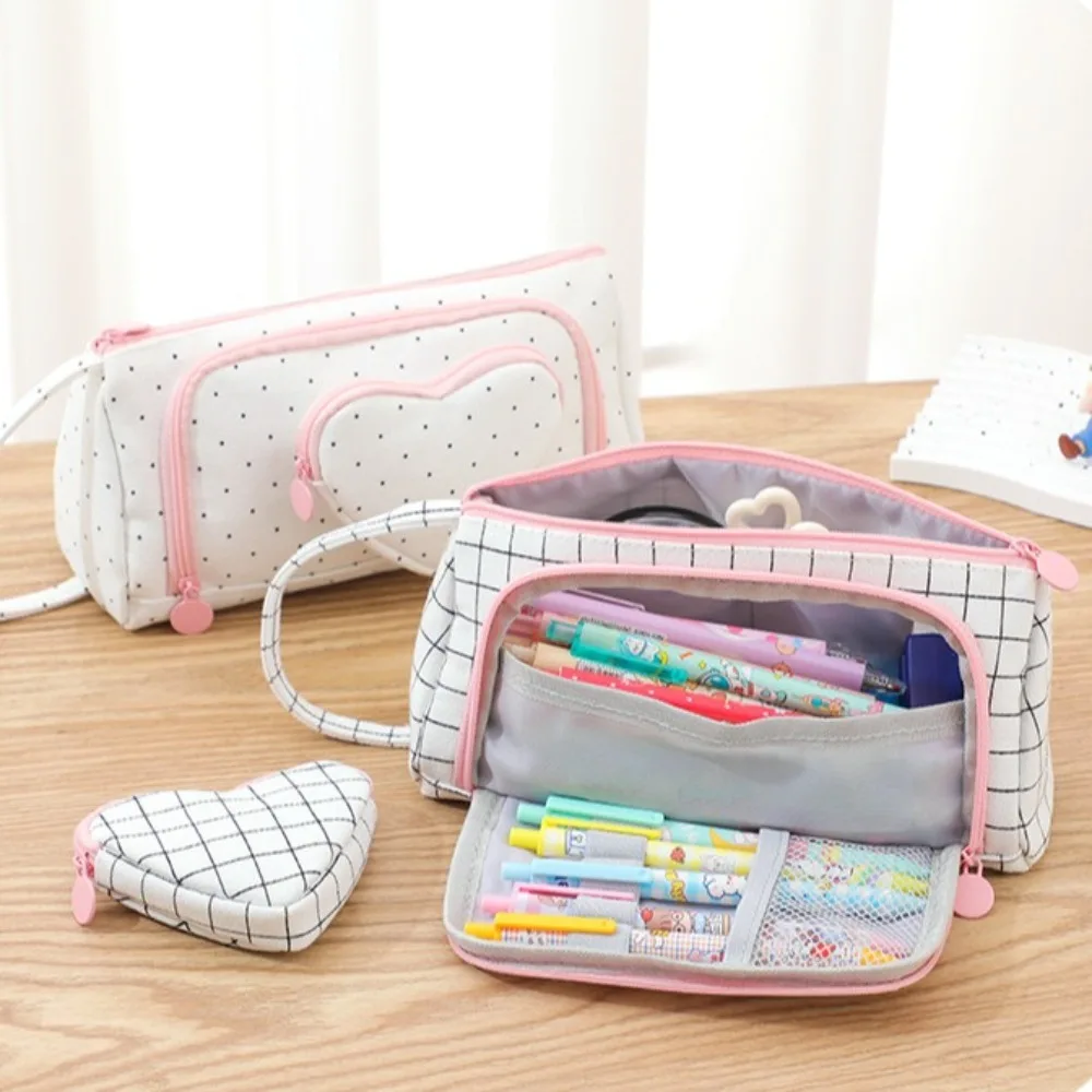 

Пенал большой емкости Love, многослойная съемная сумка для хранения стационарных ручек, милая сумка для ручек, корейская сумка для карандашей