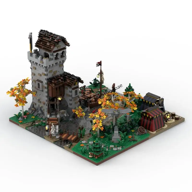 

New 5638Pcs Moc European Medieval Street View Raven Watch Model Building Diy Creative Ideas KidToy Birthday Christmas Gift Block