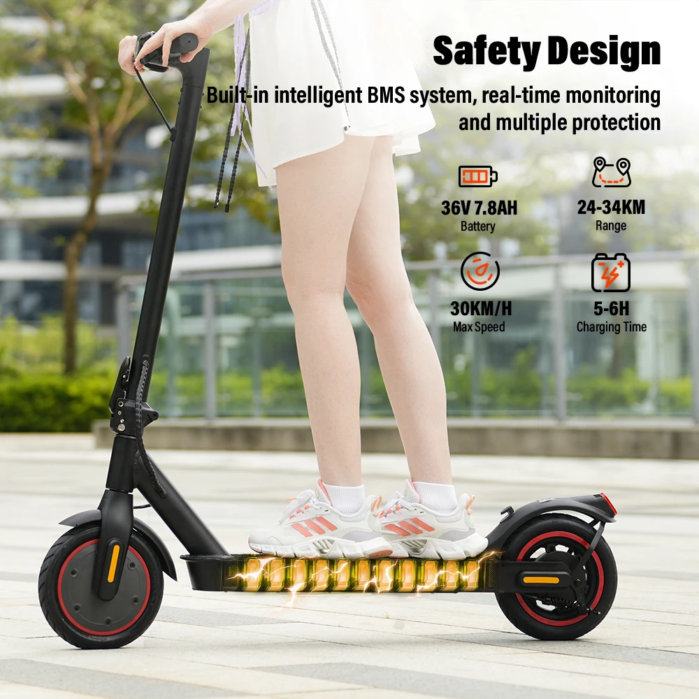 Patinete eléctrico W3 City Commuter, 8.5 pulgadas, 36V, 7.8Ah, autonomía de 22-30 km, tracción delantera, conducción suave, patinetes eléctricos con aplicación.