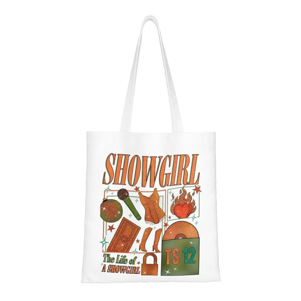 

TS Showgirl In My Showgirl Era The Life Of A Showgirl Canvas Tote Handbag Grocery Bags Reusable Shopping Bags for Unisex