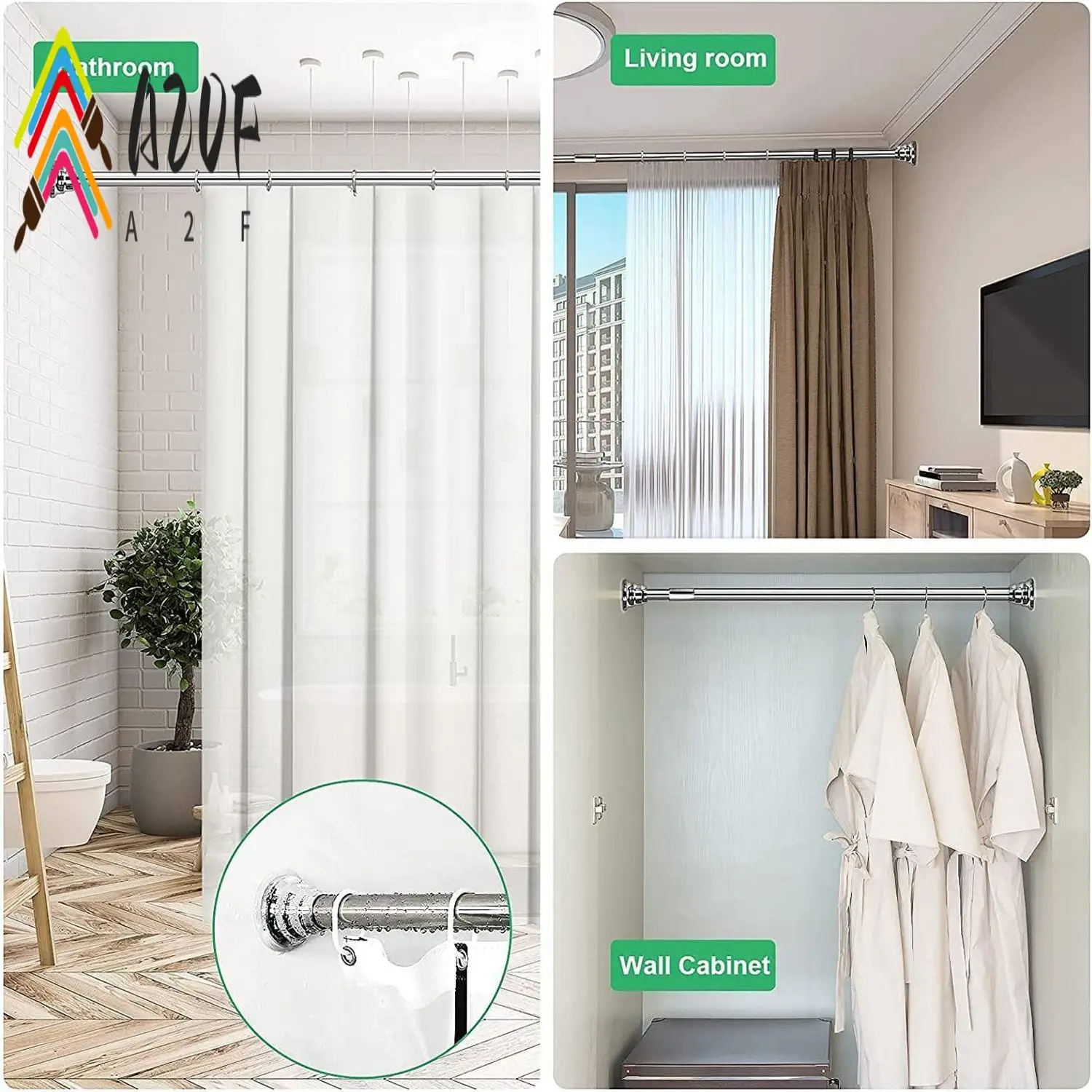 

A20F-клейкий держатель для карниза для душа, настенное крепление без скольжения, фиксатор душевой штанги для ванной комнаты, кронштейны для штанг без сверления