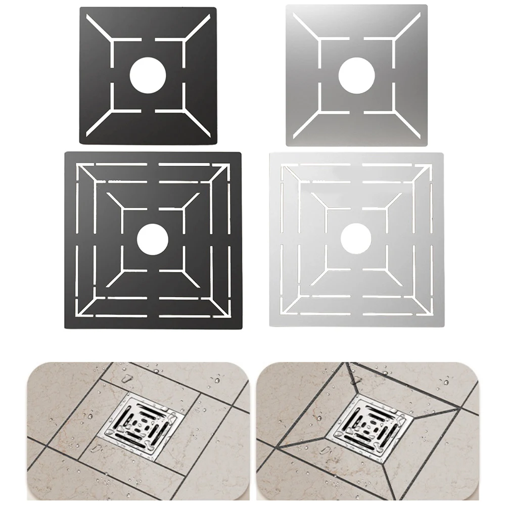 1pc Floor Drain Locator Multifunctional Stainless Steel Tile Measuring Positioner Ruler Floor Drain Patterns Design