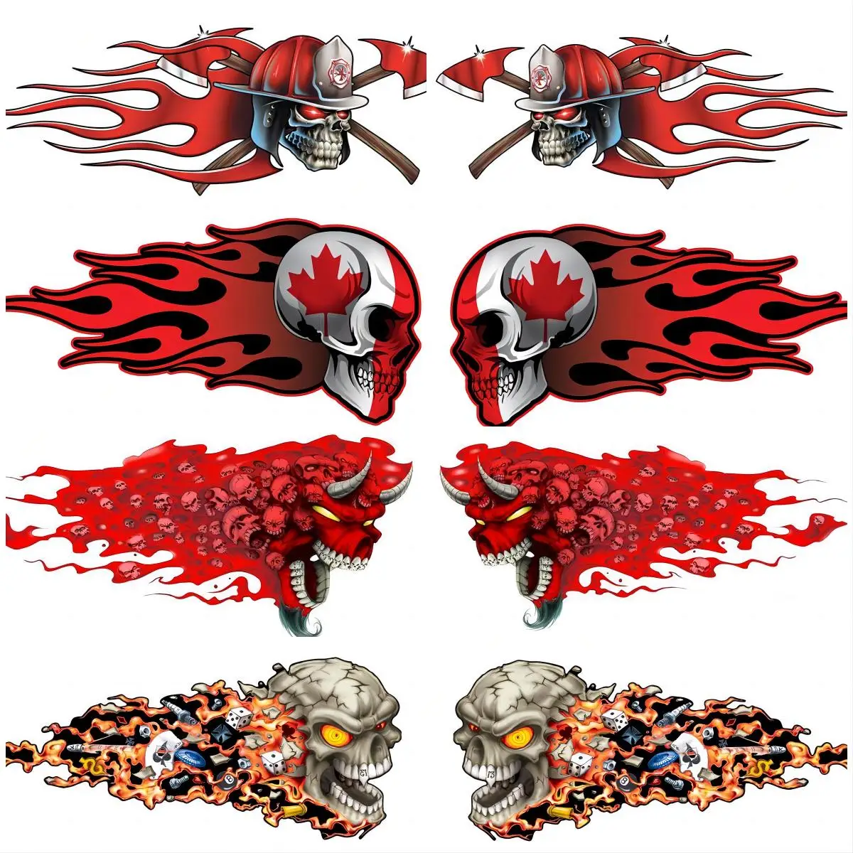 Personality  Flaming Red Devil Skull Car Sticker Vinyl Demon Bull Head Decal Messenger of Hell Satan Rearview Mirror Decor