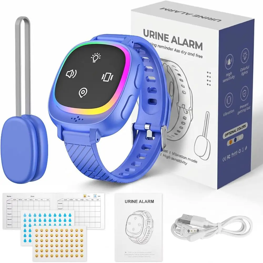 Portable Wireless Bedwetting Alarm USB Rechargeable Wearable Urine Moisture Alarm Vibrating Urine Reminder Device Boys and Girls