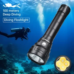 Wurkkos DL40 Scuba Diving Lamp 26650 Ultra Powerful Flashlight 5000LM 4*TN-3535 LED Work Light IPX-8 Underwater Fishing Lantern